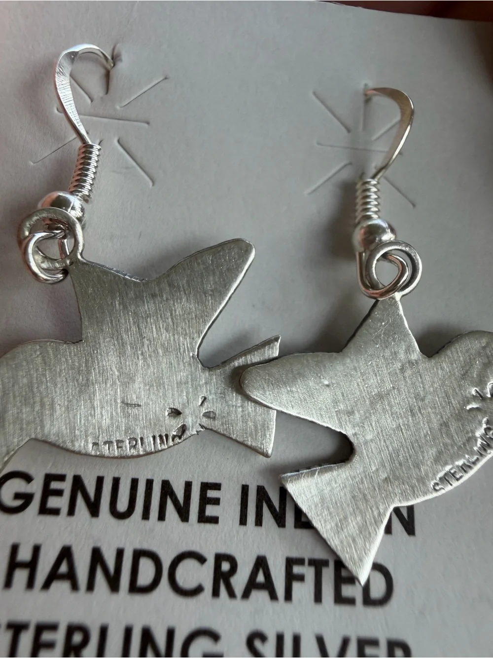 Navajo Handcrafted Sterling Silver Hummingbird Earrings - Silver